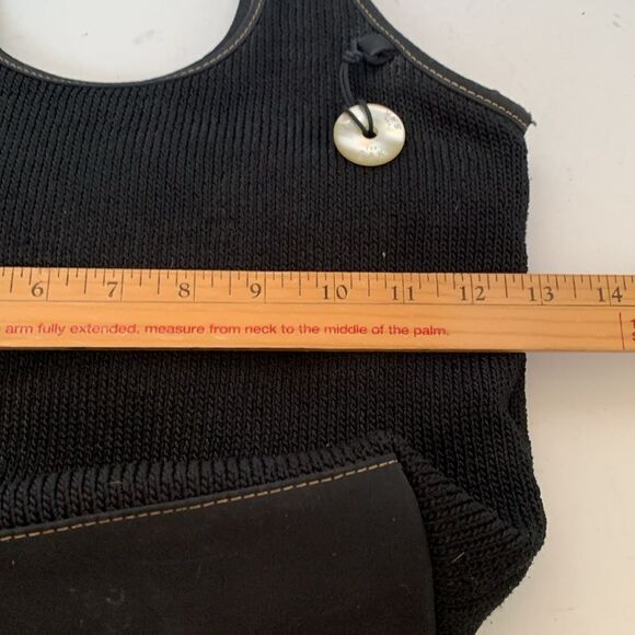 The Sak Black Knit Mesh Shoulder Bag with Mother of Pearl Charm - Picture 9 of 12